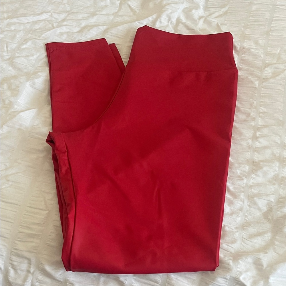 Red faux leather Leggings